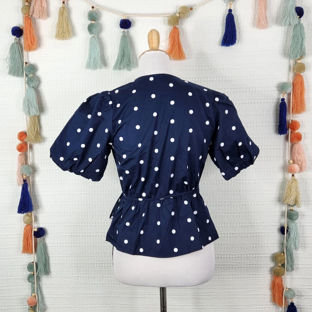 Old Navy Waist-Defined Puff-Sleeve Tie-Wrap Blouse